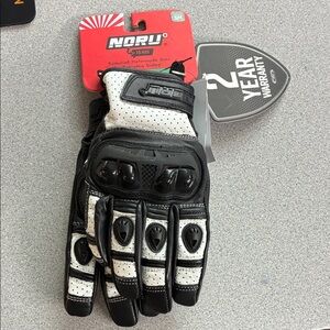Noru Women’s Furo Black and White Motorcycle Gloves